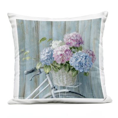 Cape Cod Bicycle Flowers Outdoor Printed Pillow design by Danhui Nai