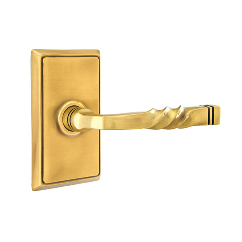 Poignée de porte avec rosette Santa Fe, Laiton antique français, Droite