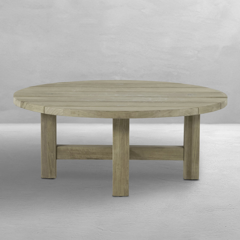Croquet Solid Wood 4 Legs Coffee Table, Oyster Teak