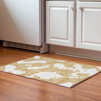 Premium Machine Washable Prisco Gold Rug