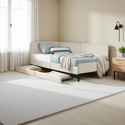 Upholstered Platform Bed Frame With 2 Storage Drawers, Adjustable Velvet Sofa Bed by Ebern Designs
