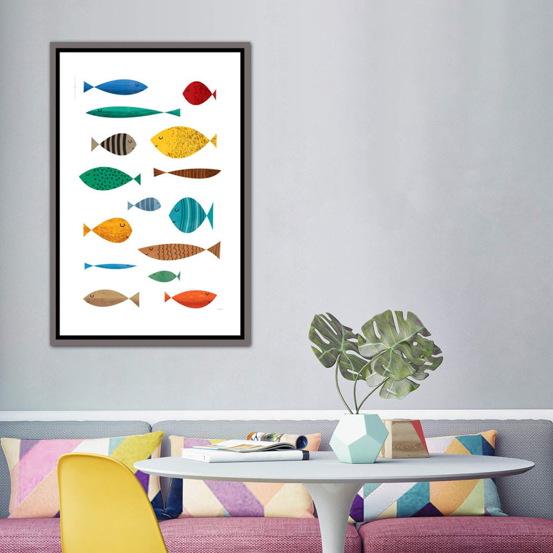 " Fish ", No Mat, 60" H x 40" W x 1.5" D, Gray Wood Framed Canvas