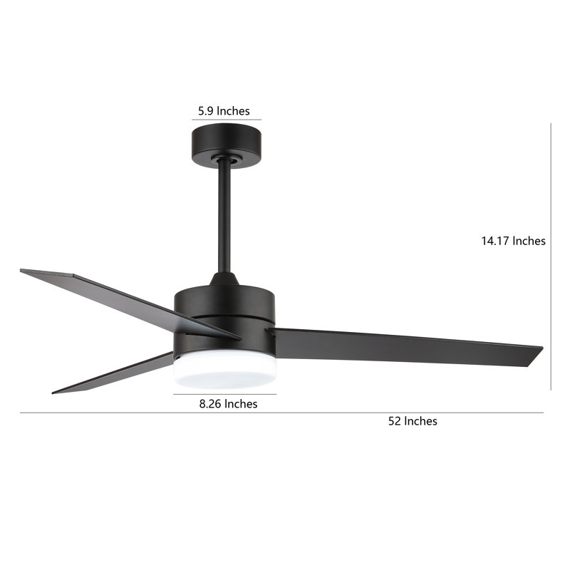 Almendares 52'' Ceiling Fan with LED Lights, Black