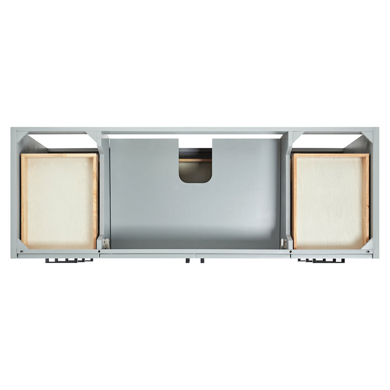 ARIEL Kelly 60 Single Sink Bathroom Vanity with Carrara Quartz Top, Rectangular, Gray, 61"