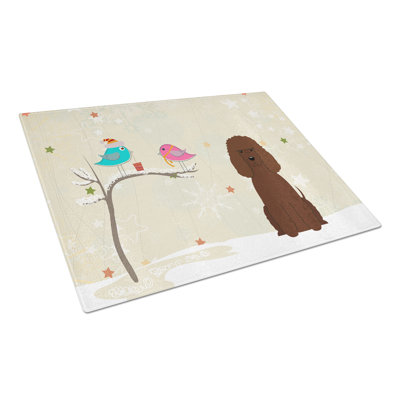 Caroline's Treasures Christmas Presents Glass Irish Water Spaniel Cutting Board