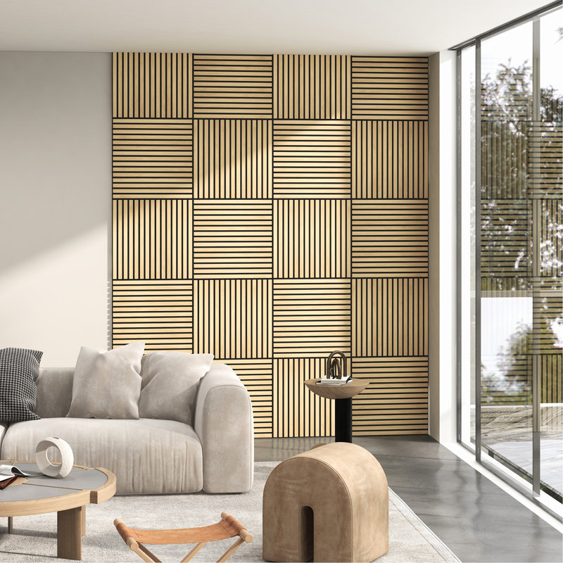 Paquet de 4 panneaux muraux en chêne imitation bois 24 "X24" pour plafond de bureau gris