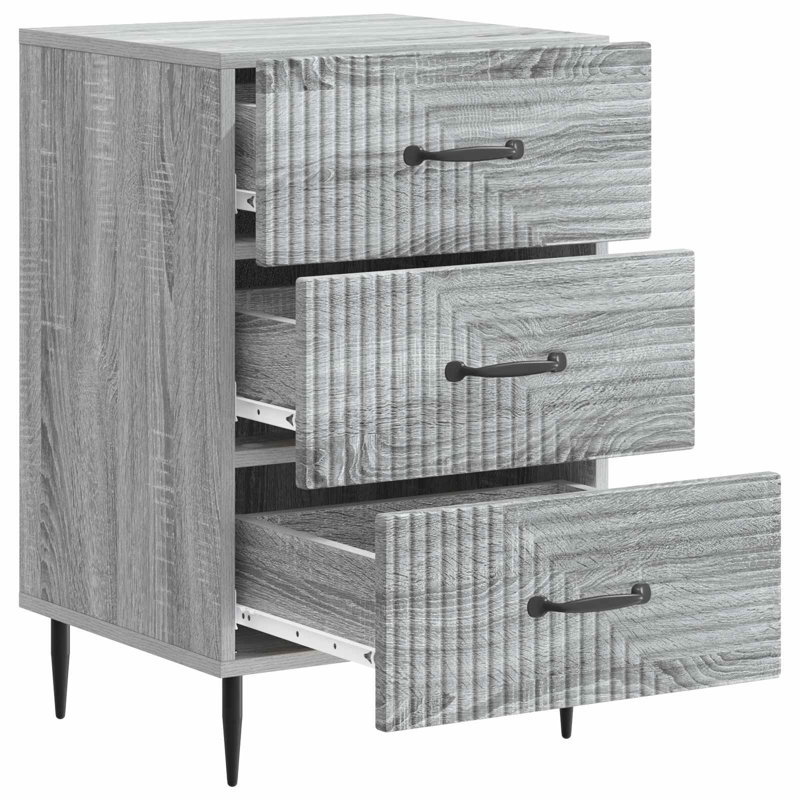 43cm W Manufactured Wood Bedside Table, Grey Sonoma