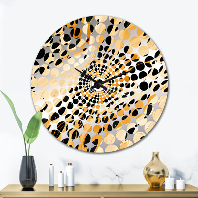 Horloge murale abstraite orange et noire - Élégance classique