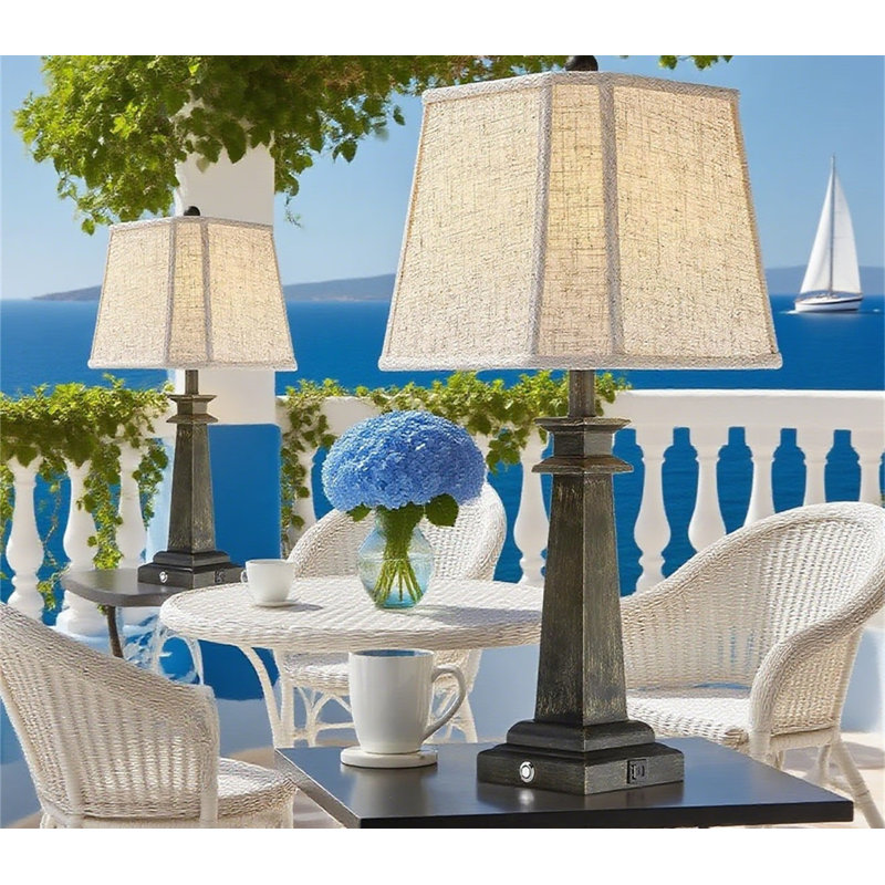 Ensemble de 2 lampes de table à intensité variable avec ports de charge USB A + C, lampes de table de chevet à 3 voies pour la chambre à coucher et le salon, comprenant des ampoules DEL
