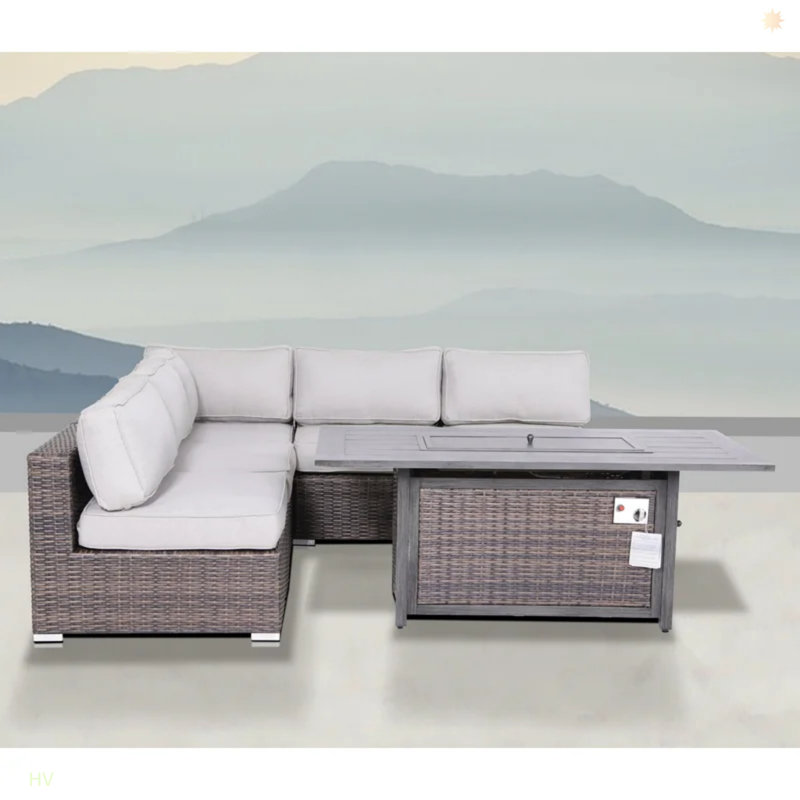 Ensemble de canapé modulaire en rotin 6 pièces avec coussins