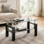 Table basse 3 pièces, table basse carrée en verre-90870842