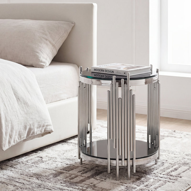 End Table, Black/Silver