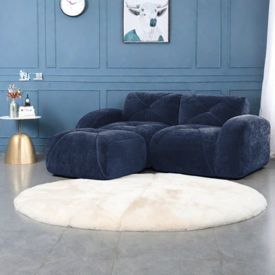 Luxueux canapés en velours bleu, conception ergonomique, style moderne pour la maison