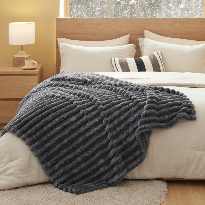 Bedsure Fleece Throw Blanket – Super Soft Cozy Throw for Dorm Bed & Couch – Dark Gray(60x80) – Ideal Gift for College Students