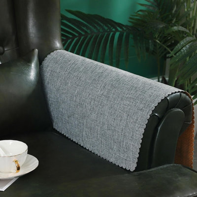 Non Slip Couch Arm Cover Washable Recliner Chair Armrest Covers Protectors Set of 2 Wavy Border Armrest Covers for Sofa (18" x24", Grey)