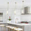 Luminaire suspendu moderne en forme de U avec globes en acrylique blanc simple, hauteur réglable 36,61 po - 90,55 po, lumière DEL à intensité variable 3000K, pour la salle à manger de l'îlot de cuisine, finition dorée-730182572