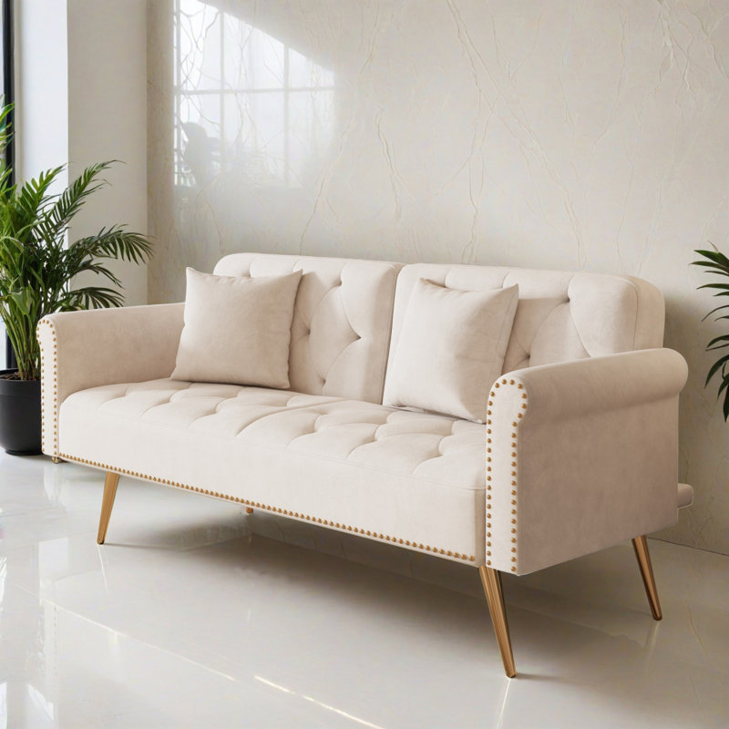 Canapé-lit inclinable convertible de 69,72 po de largeur, Beige