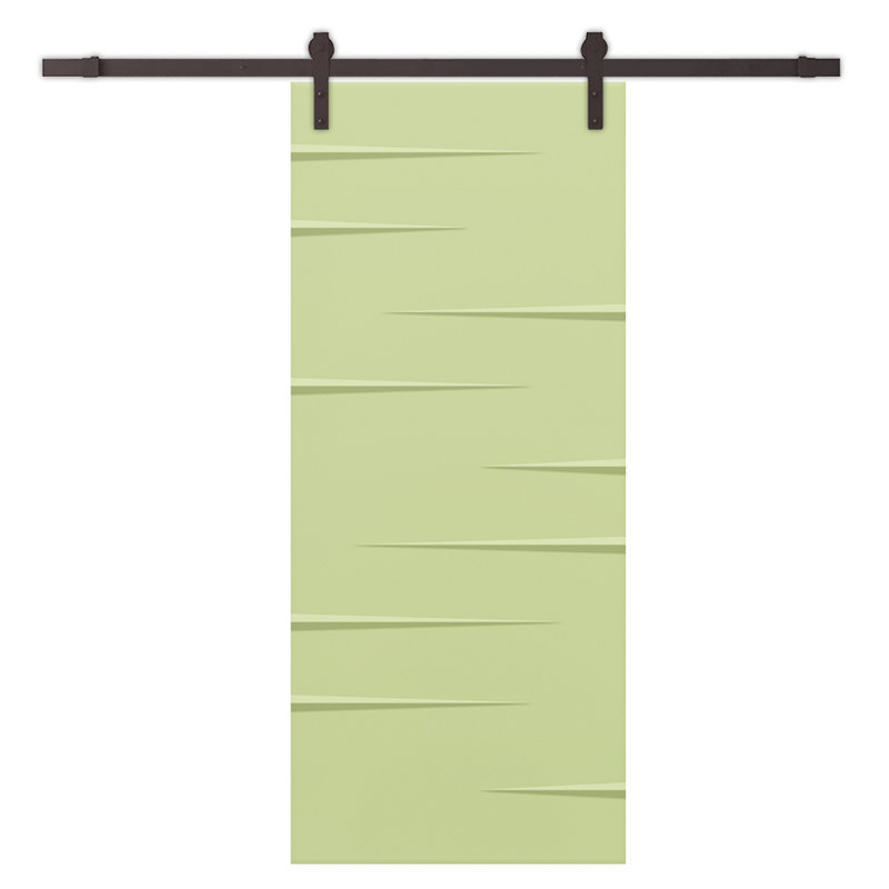 Porte de grange lambrissée en bois manufacturé et en métal peint avec trousse de quincaillerie d'installation, 24 po x 84 po