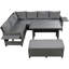 Ensemble de meubles de jardin en forme de L en osier 5 pièces avec 2 tables d'appoint extensibles, table de salle à manger et housses lavables-1036027168
