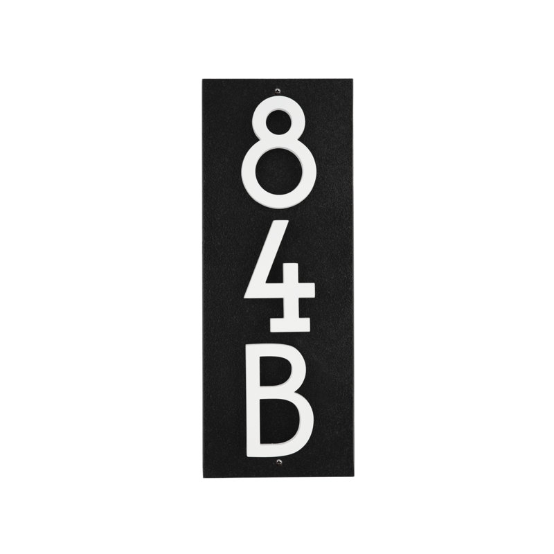 Floating Stand-Off 3-Number Vertical Sign, Black /W/ White Modern Font Numbers, Yes