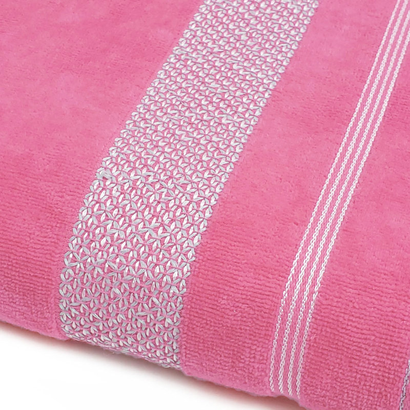 Serviettes de plage personnalisées brodées | 100% coton, velours, doux et surdimensionné 35 po x 70 po, Rose, Oui