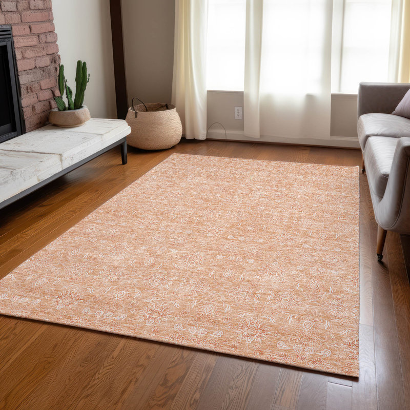Killingly Washable Floral Indoor / Outdoor Rug, Rectangle 5' x 7'6"