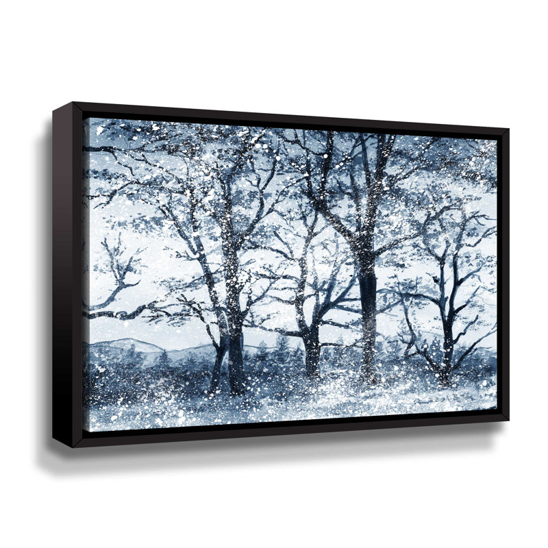 «White Snow Black Forest Silhouette» par Irina Sztukowski - peinture sur toile, H 14 po x l 18 po x P 2 po