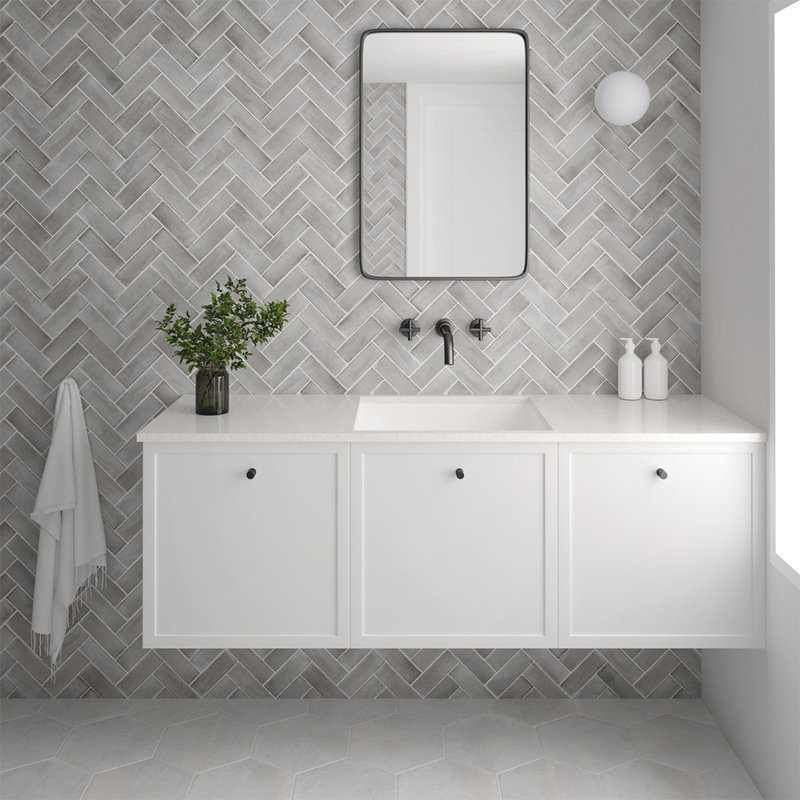 Carrelage mural en porcelaine Charm 2X6, Gris ambré