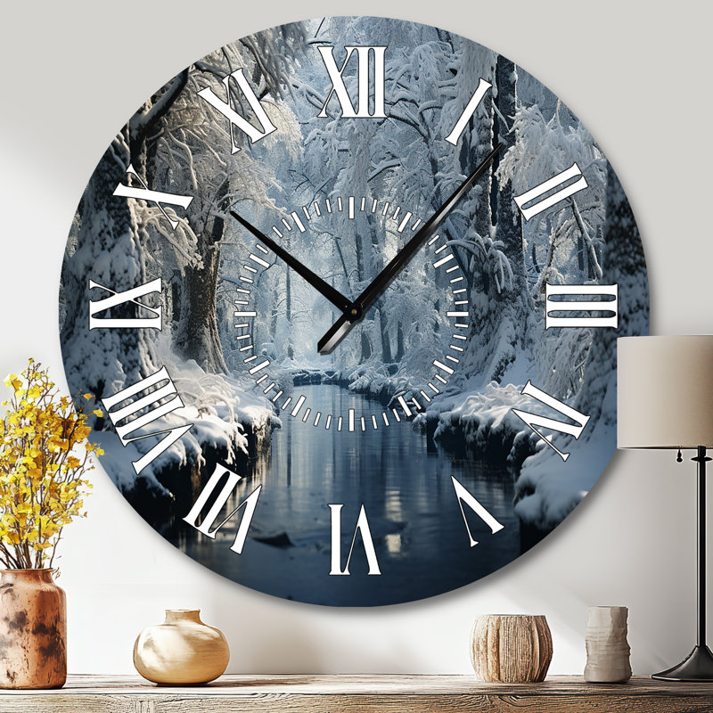 Horloge murale Winter Silent Woods III - Paysages, Grand