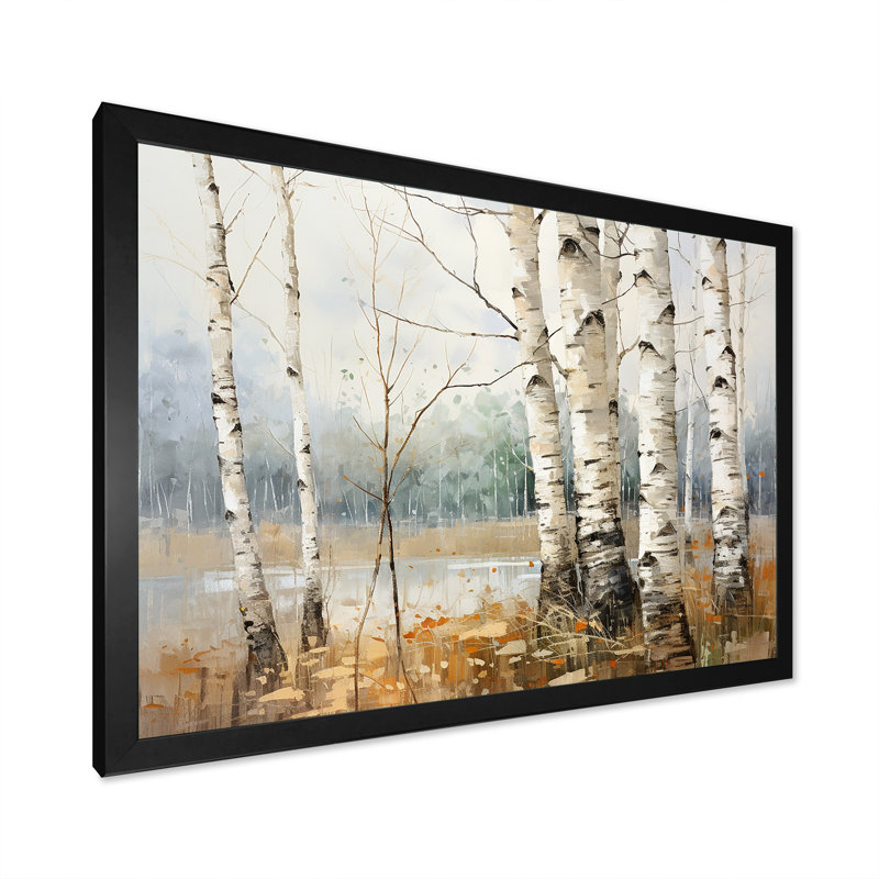 " Minimalism Tree Birchs Breath ", 24" H x 32" W x 1" D, Black Single Picture Frame