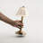 1-Light Rechargeable LED Table Lamp with Acrylic Striped Shade, Touch Control, Antique Brass