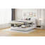 Lit plateforme blanc avec rangement hydraulique et molleton confortable - Système élégant rembourré pour grand lit-1359527794