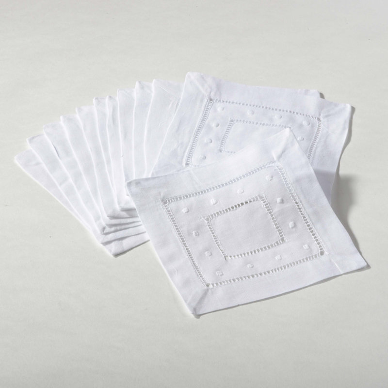 Timoleon 6" Square Linen Napkin, White