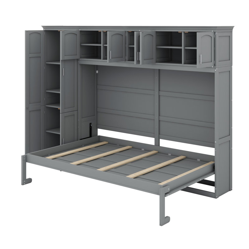 Lit escamotable mural avec armoires Murphy, Gris