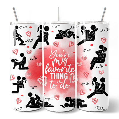 Drôle de verre personnalisé 20 oz avec couvercle et tasse en acier inoxydable «Happy Valentine Couples»