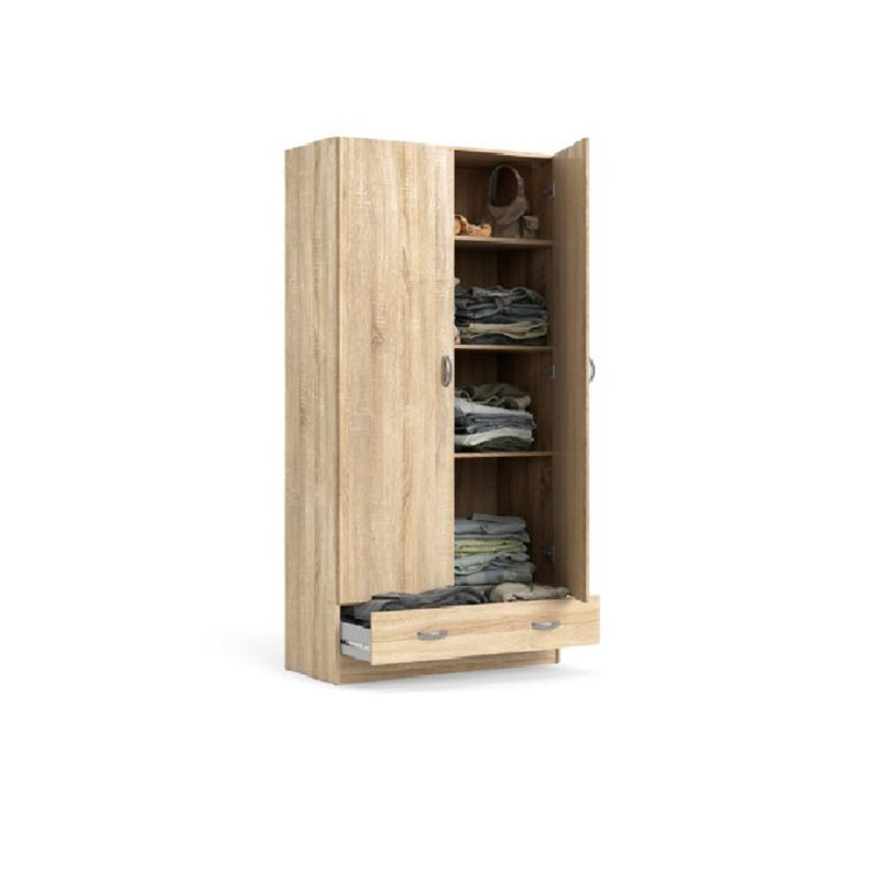 Casmera Wardrobe With Two Doors And One Drawer, 79 X 35 X H171 Cm, Oak