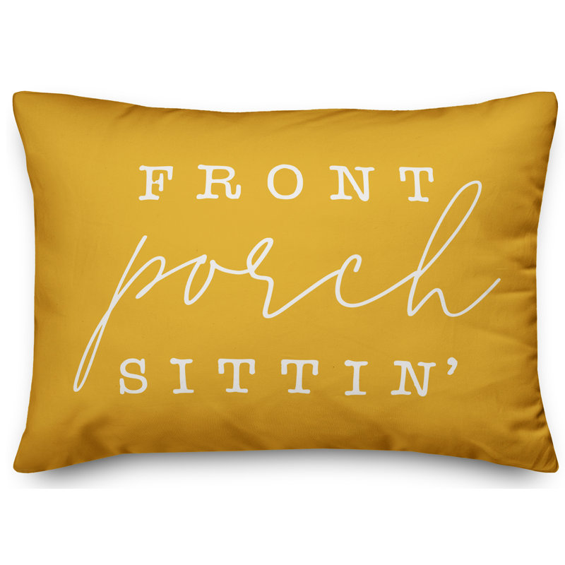  Front Porch Sittin' Indoor/Outdoor Rectangular Lumbar Pillow, Yellow
