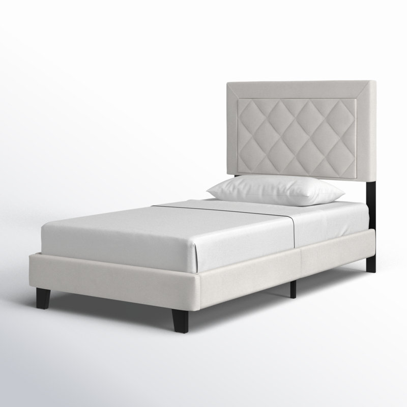Aguadilla Upholstered Platform Bed, Creamy White, Twin