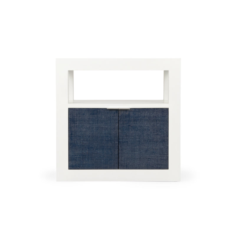 La Costa Solid Wood Nightstand, White/Navy