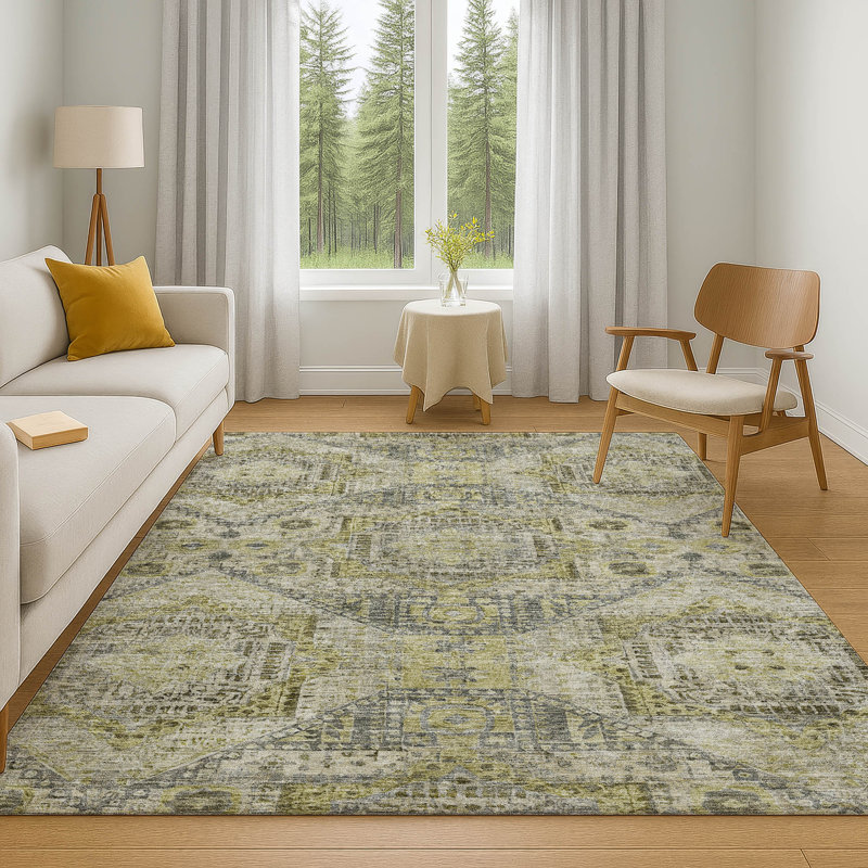 Premium Machine Washable Alaina AMF1929 Global Rug, Rectangle 10' x 14'