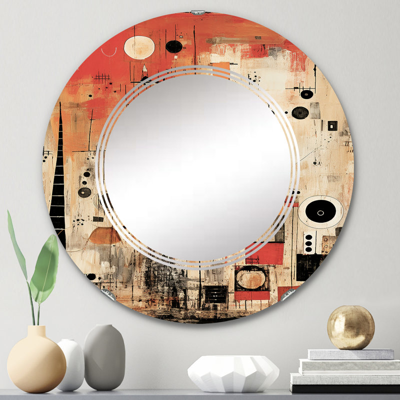 Ténériffe - Miroir mural rond moderne, 24 po x 24 po