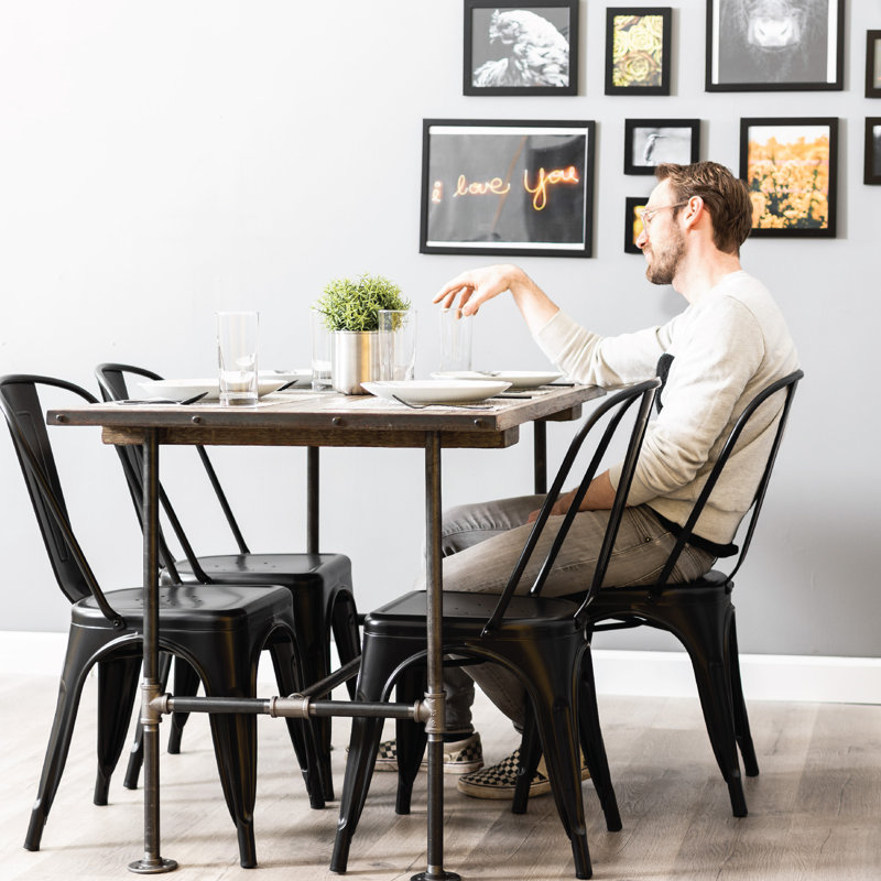 Ensemble de table de cuisine en acier robuste noir