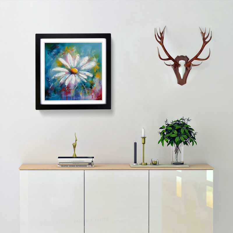 Daisy Abstract Expressionism No.1 - Framed Print, Black