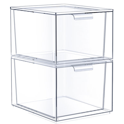  Ensemble de 2 organisateurs de tiroir de cuisine et de salle de bain empilables en acrylique transparent