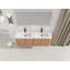 Meuble-lavabo mural 60 po avec lavabo en résine blanche et 4 portes à fermeture douce, emballage KD, contreplaqué, chêne imitation 60 po