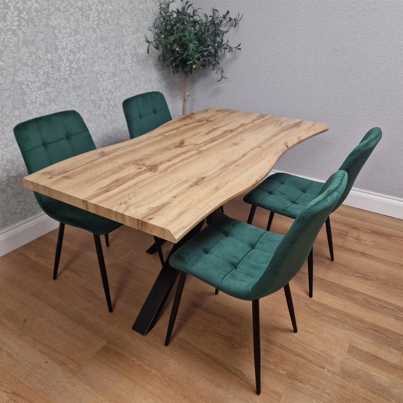 4 - Person Dining Set, Green, 75cm H x 140cm W x 80cm D