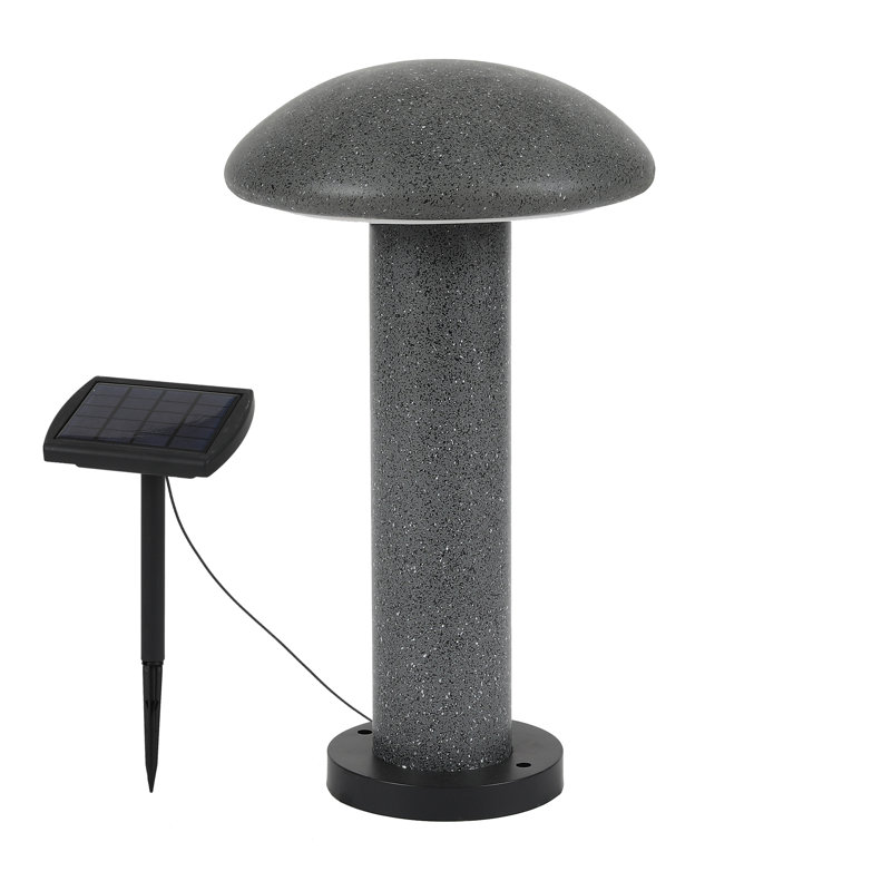 Speckled Gray Solar Powered Integrated LED Bollard Light, 17.5" H x 11.5" W x 11.5" D