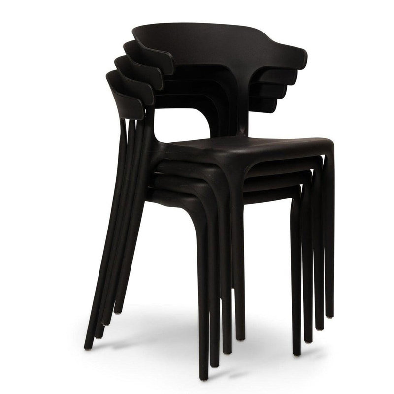 Kayleigh Plastic Garden Chairs - Set of 4, Black