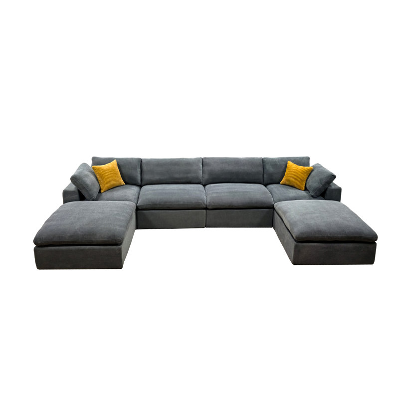 Miwinspa Full Compressed Modular Sectional, Light Gray