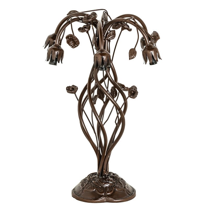 19" Black Table Lamp, Yellow/Green